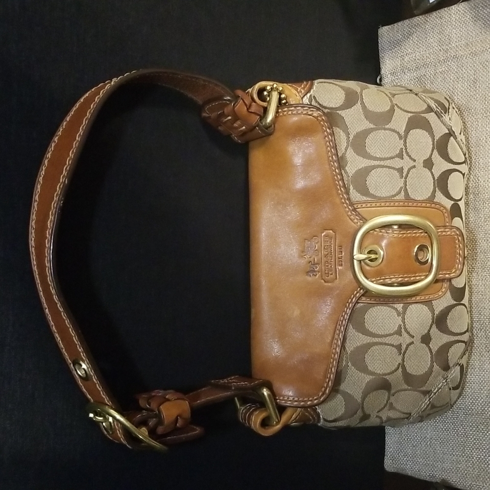 Coach Signature Canvas and Leather Shoulder Bag